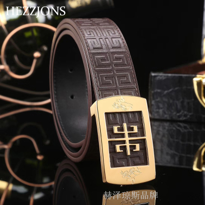 赫泽琼斯HEZZJONS男士皮带进口意大利牛皮腰带青年时尚休闲裤腰带男神潮流百搭板扣皮带