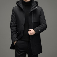 中年男士棉衣石墨烯加厚冬季中长款棉服连帽保暖外套爸爸装棉衣