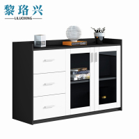 黎珞兴矮柜白色两门玻璃三抽屉台
