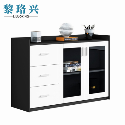 黎珞兴矮柜白色两门玻璃三抽屉台