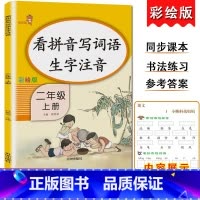 2上-看拼音写词语 小学通用 [正版]乐学熊小学生看拼音写词语生字注音一二三四五六年级上下册语文专项训练彩绘版同步训练题