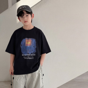 男童夏季短袖T恤2026新款夏装中大儿童男孩夏款网红炸街痞帅潮酷t