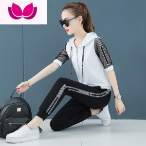 七斓运动服套装女夏季2023年新款时尚气质短袖夏天休闲卫衣套