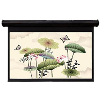 经科JK电动遥控不带拉绳拉线投影幕布N4-FI/1t玻纤幕灰幕100寸4:3