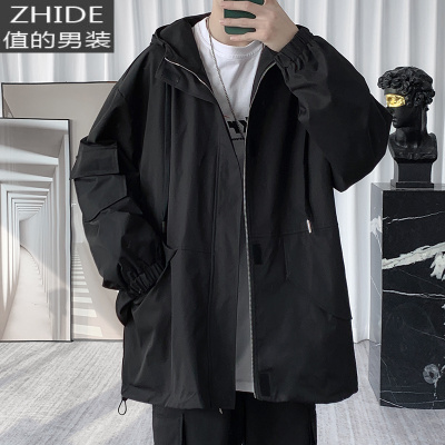 SUNTEK秋冬季痞帅风衣男短款2020新款韩版潮流帅气宽松大码潮牌工装外套风衣