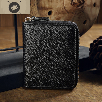 手工拉链小钱包男短款真皮疯马皮横款竖款小皮夹小手拿包简约牛皮艾狄伊娃手拿包男