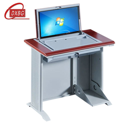 DXBG单人翻转电脑桌双人培训桌学校多媒体教室考试桌机房嵌入式学生桌051红胡桃色单人(不含显示屏)