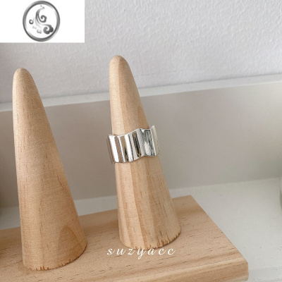 JiMi韩版S925银镂空方形戒指女复古时尚气质不规则开口指环嘻哈食指戒