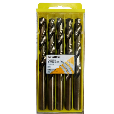 高松(takama )麻花钻头 不锈钢钻头 手电钻钻头 高速钢金属打孔钻头套装 9.0mm5支装 902090