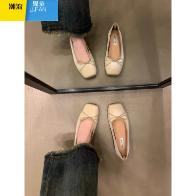 聚范复古温柔蝴蝶结瓢鞋平底奶奶鞋夏季软底女鞋法式晚风单鞋芭蕾舞鞋