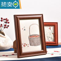 敬平实木照片框7寸8 10 12寸A4裱画框红木色复古风书法像框架相框摆台 胡桃色 5寸[内框8.9*12.7CM]摆挂