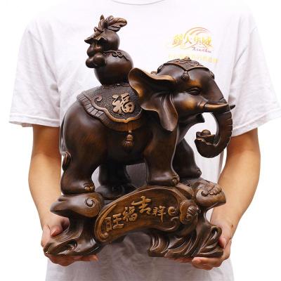 美帮汇大象摆件一对吸财大象客厅酒柜创意家居装饰工艺品 母子大象