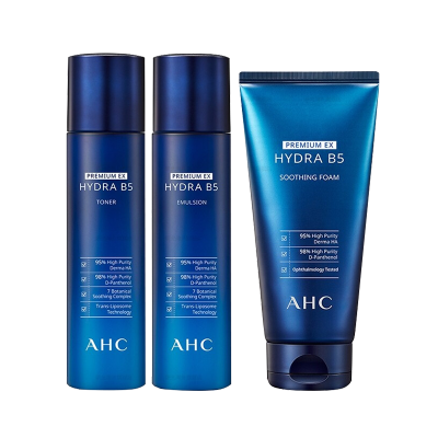 韩国AHCB5玻尿酸水乳补水保湿控油男女士学生面部护肤套装礼盒B5玻尿酸水乳洗面奶三件套