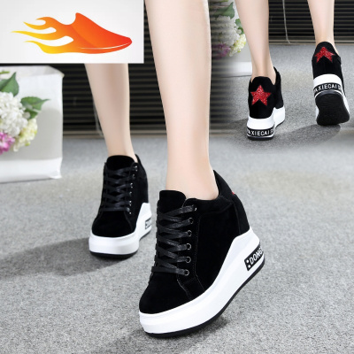 FISHBASKET2019春款厚底内增高运动鞋百搭12CM超高跟女鞋韩版隐形跟休闲鞋潮