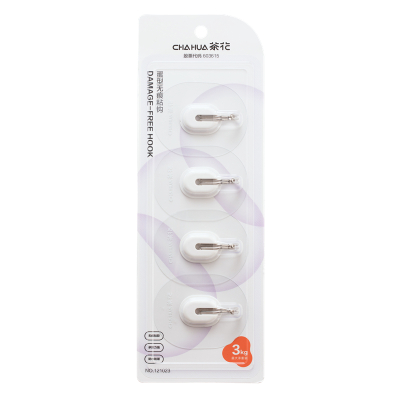 茶花 蛋型无痕粘钩 1套 4个/卡