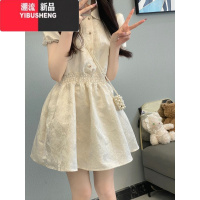 YIBUSHENG富家千金连衣裙女季甜辣妹泡泡袖在逃公主裙法式小个子收腰裙子