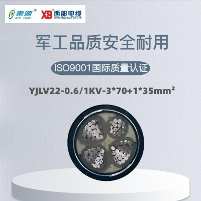 秦源牌 YJLV22-0.6/1KV-3*70+1*35mm² 铝芯低压钢带铠装电力电缆 元/米 定制商品 联系客服