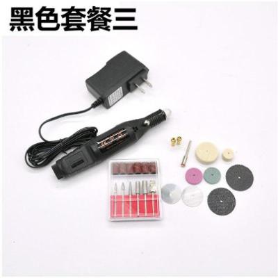  可调速迷你电磨笔微型电钻刻机电动手钻文玩抛光美甲笔式打磨机 黑色套餐3