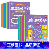 [全套12本 培养专注力]魔法线条+魔法图形辨别 [正版]魔法线条儿童专注力训练神器迷宫数字连线画本3-4-5-6岁宝宝