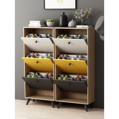 超薄17cm翻斗鞋柜北欧简易简约现代经济型省空间厅柜实木纹