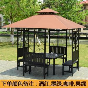 森美人户外凉亭小木屋别墅庭院铁艺亭子工地茶水亭室外四角亭防腐木凉亭