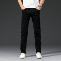 四季主推男式弹力纯黑色牛仔裤男青年韩版修身小直筒休闲运动长裤