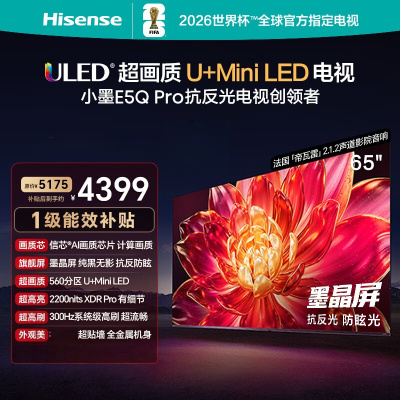海信电视 65E5Q-PRO 65英寸 560分区U+MiniLED 信芯芯片 抗反光防眩光墨晶屏 300Hz平板电视