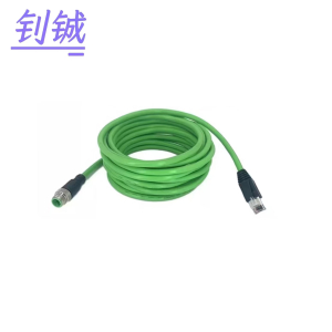 钊铖 直头连接线M12转RJ45网线4针2米/根