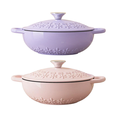 温仑山 太阳花系列珐琅锅22cm A-VE022(颜色随机)