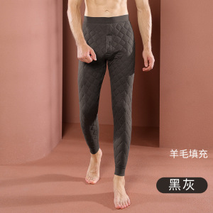 男士加厚绗缝羊毛保暖裤男款加绒加肥加大冬季高腰东北棉裤中老年_1