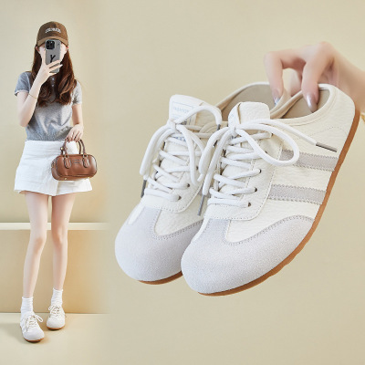 2025夏季半托小白鞋新款韩版ins女学生透气厚底增高休闲鞋