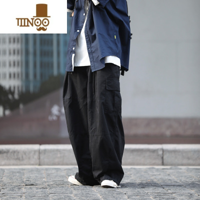 YANXU你初恋老王 潮牌日系抽绳束脚阔腿工装裤男女阿美咔叽宽松长裤ins