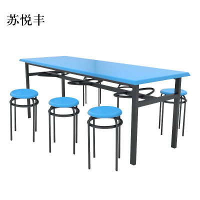 苏悦丰玻璃钢冷轧钢餐桌学生食堂公司职员户外桌椅组合1.6米餐桌+6把椅