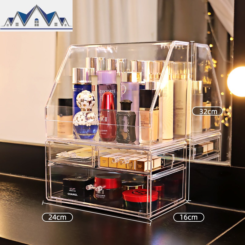 化妆品收纳盒防尘家用大容量网红亚克力桌面梳妆台护肤品置物架 三维工匠
