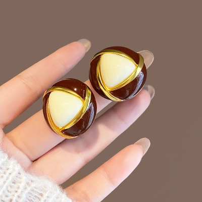 红色几何耳钉轻奢高级感气质耳环2024新款女人味复古港风耳饰送女朋友老婆情人节七夕生日礼物