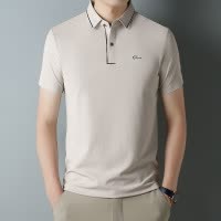 夏季新款休闲polo衫男纯色薄款中年冰丝弹力透气翻领男士T恤