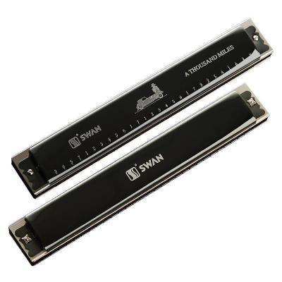 天鹅老爷车28孔专业演奏标准C调重音口琴标准C调复音口琴304加厚不锈钢盖板进口磷青铜簧片