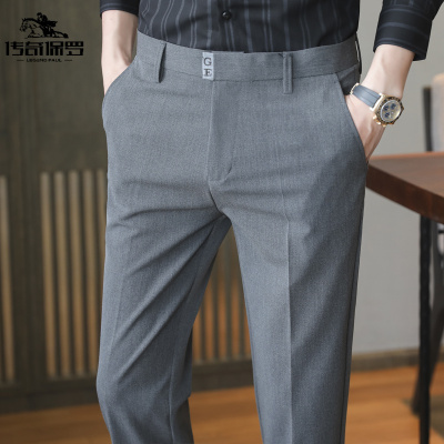 传奇保罗（CHUANQIBAOLUO）夏季休闲裤男九分西裤韩版潮流英伦风修身小脚商务9分刺绣西装裤