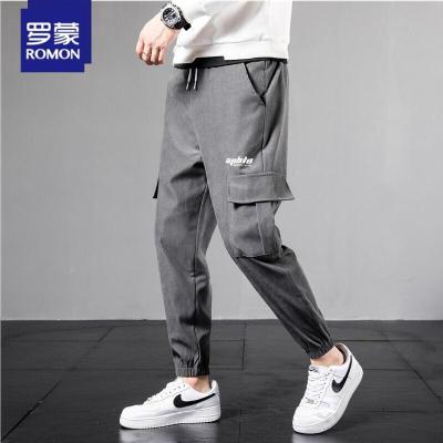 罗蒙（ROMON）工装裤男裤时尚休闲裤男春夏季裤子男韩版宽松哈伦裤百搭小脚束脚弹力裤运动潮_1