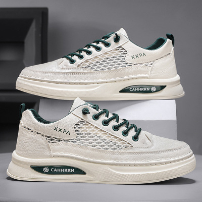 男士2025四季可穿新款舒适系带时尚潮流百搭日常圆头男款注塑板鞋