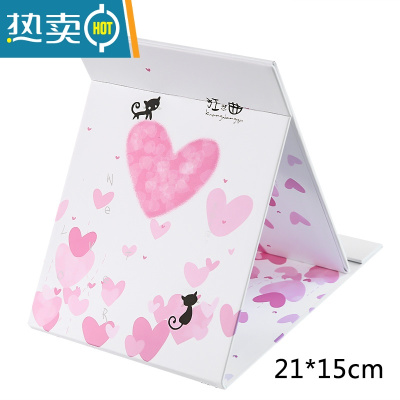 敬平高清单面化妆镜子台式梳妆 镜子美容公主镜折叠方镜子桌面随身镜便携式用镜 狂曲粉