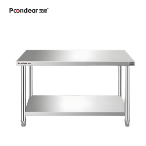 烹巅(Poondear)不锈钢厨房操作台(双层平板工作台)PD-PBCZT-1500