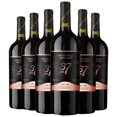 官方旗舰店-长城北纬37精选级赤霞珠干红葡萄酒750ml*6瓶中粮直营红酒