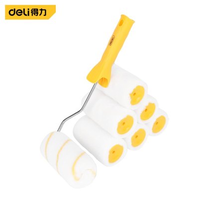 得力(deli) 4寸滚筒刷5个羊毛滚芯 刷油漆乳胶漆涂料滚刷滚子补墙漆粉刷墙工具套装细毛 DL528214 单位/套