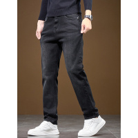 秋冬新款直筒牛仔裤男常规弹力百搭轻奢商务休闲简约黑色男士长裤