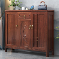 青木川 新中式实木鞋柜家用客厅入户进门口小户型收纳柜储物柜阳台过道鞋架立柜矮柜大容量防尘 简约现代