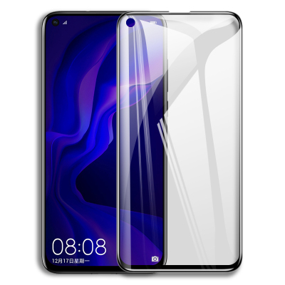 [买2送手机壳]轻万适用华为nova4钢化膜honor全屏玻璃贴膜huawei黑色高清手机保护膜