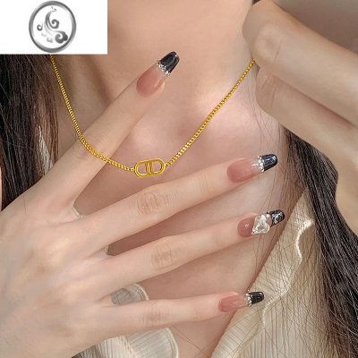 JiMi轻奢简约设计~金小香风猪鼻子项链女小众高级感双D字母锁骨链