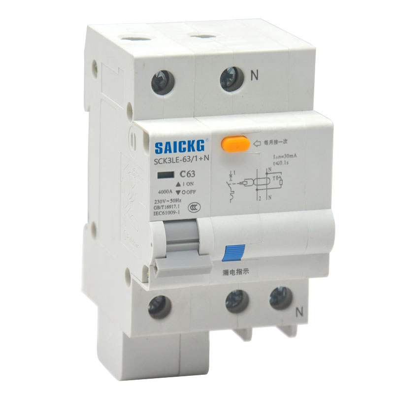 赛驰科技(SAICKG) SCK3LE-63/1+N 1P+N C63 低压漏保空气开关