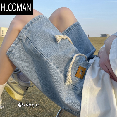 HLCOMAN牛仔短裤男夏季宽松大码阔腿五分裤工装痞帅美式高街复古直筒中裤